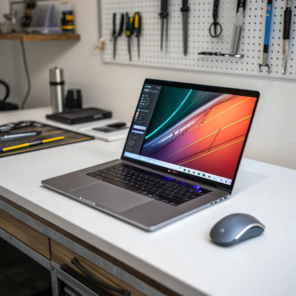 High-performance laptop on workstation